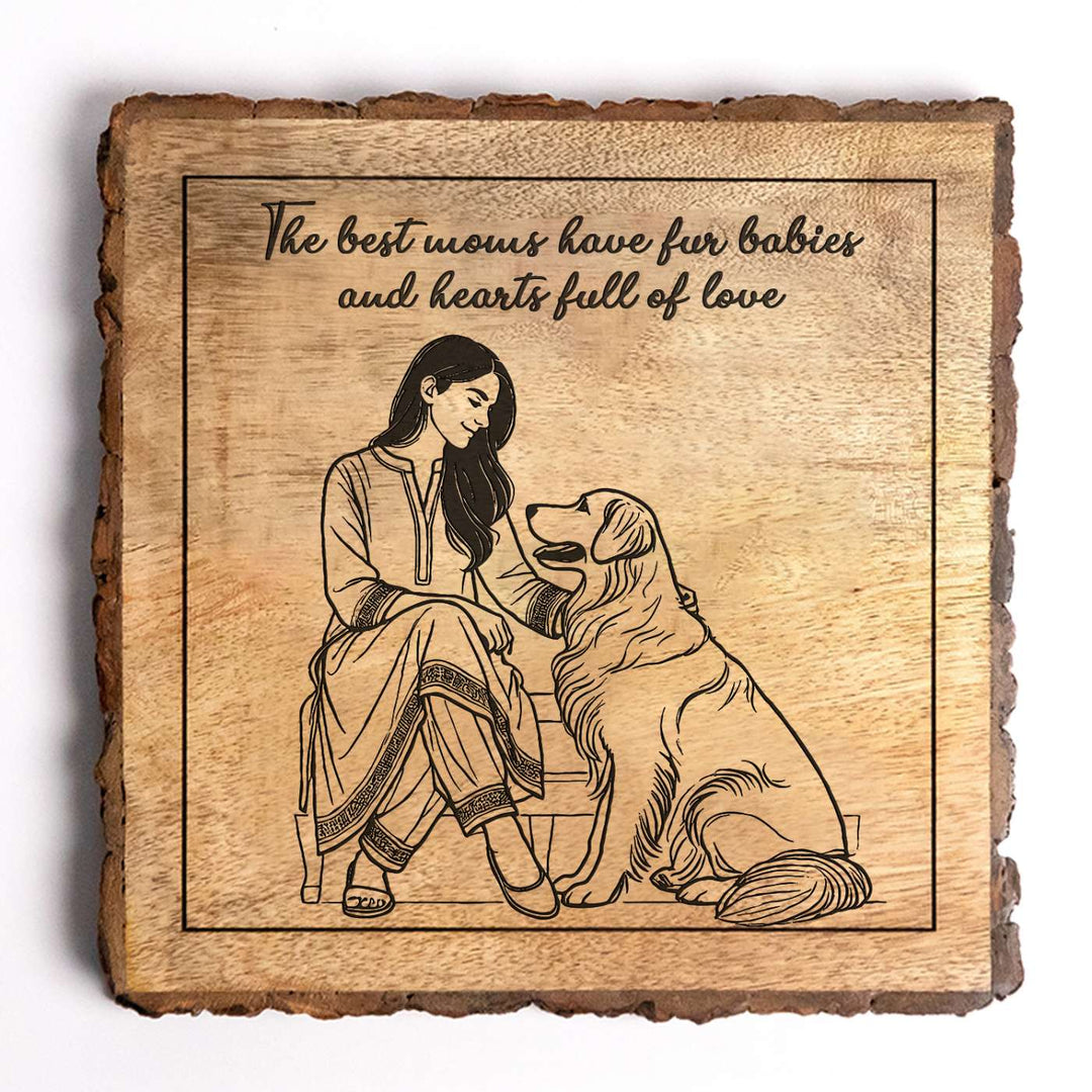 Personalized Hand Carved Engraved Pet Mom Theme Wooden Decorative Plaque