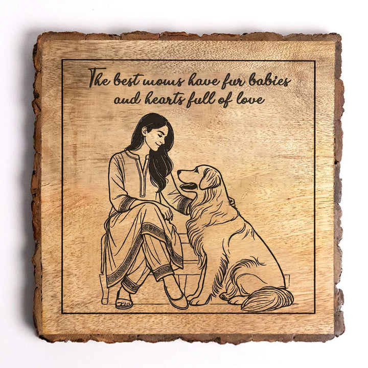 Personalized Hand Carved Engraved Pet Mom Theme Wooden Decorative Plaque