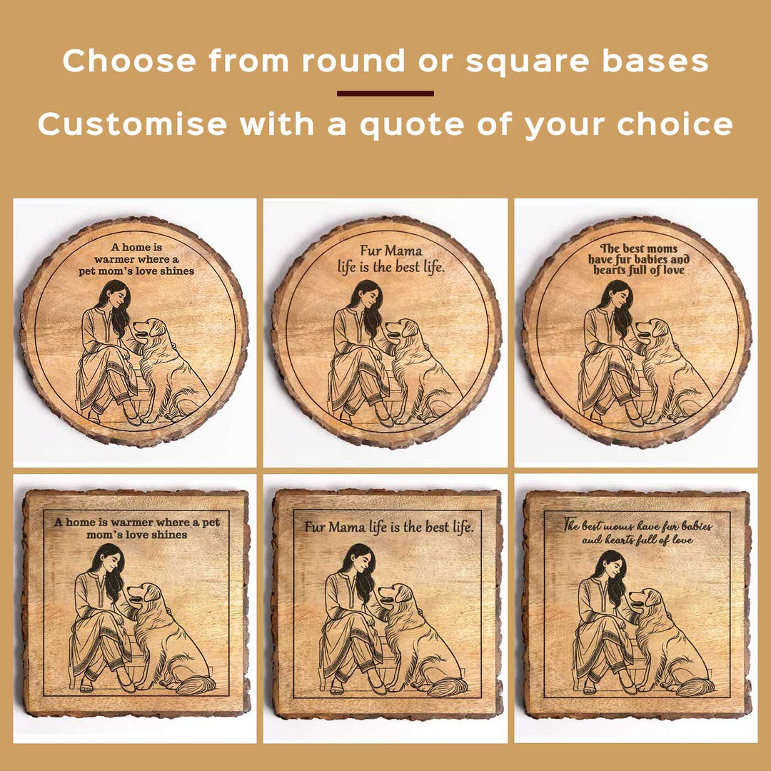 Personalized Hand Carved Engraved Pet Mom Theme Wooden Decorative Plaque