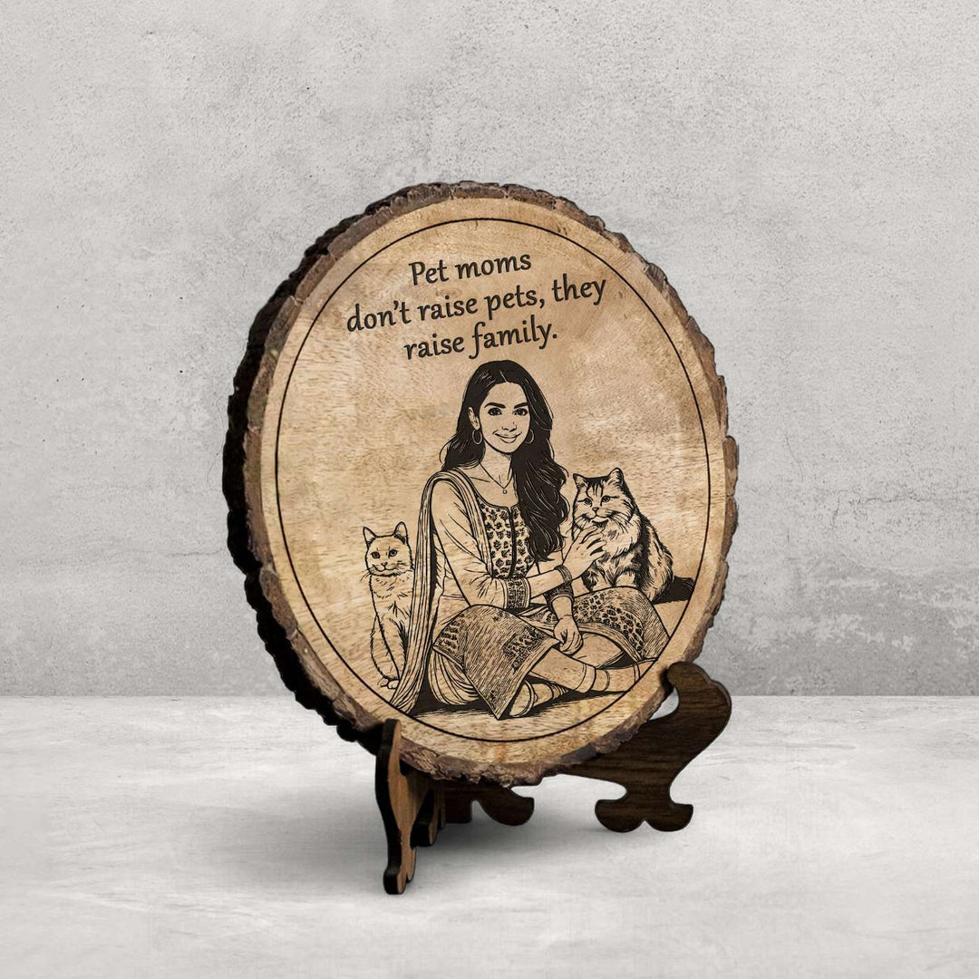 Personalized Hand Carved Engraved Pet Mom Theme Wooden Decorative Plaque