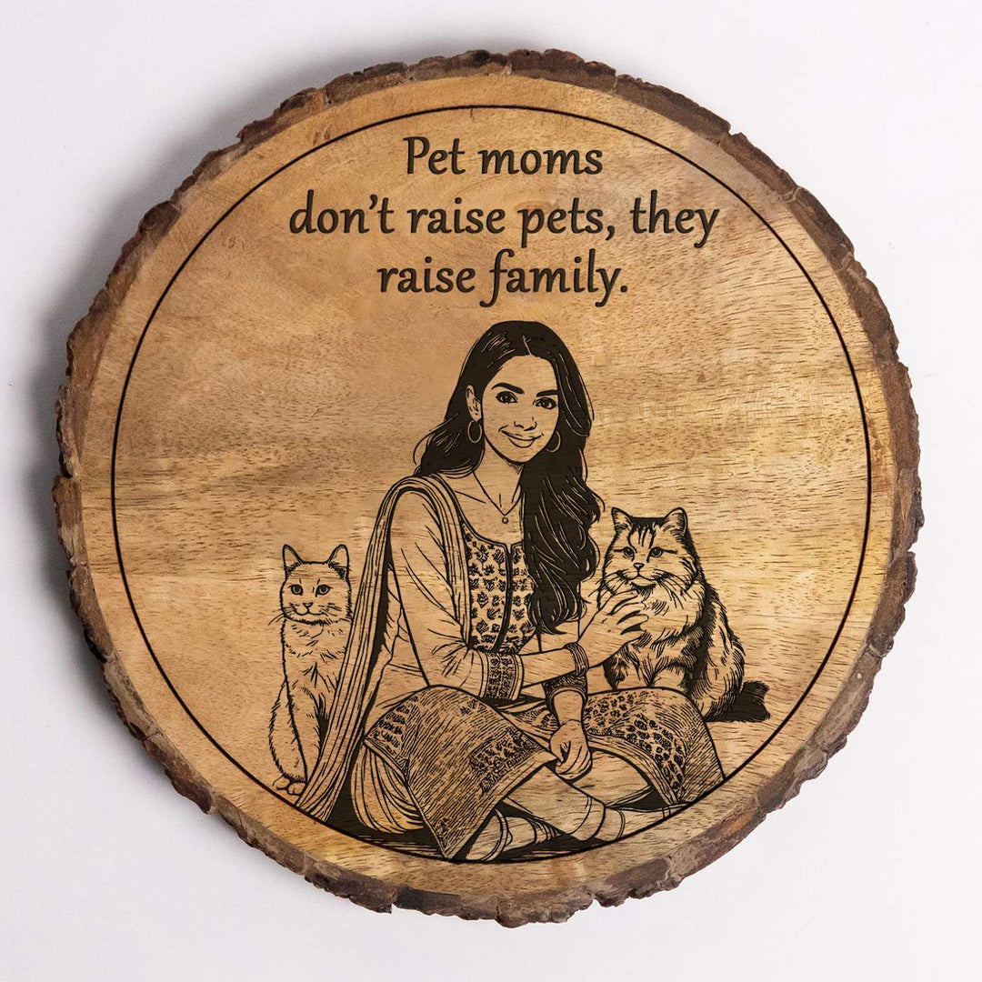 Personalized Hand Carved Engraved Pet Mom Theme Wooden Decorative Plaque