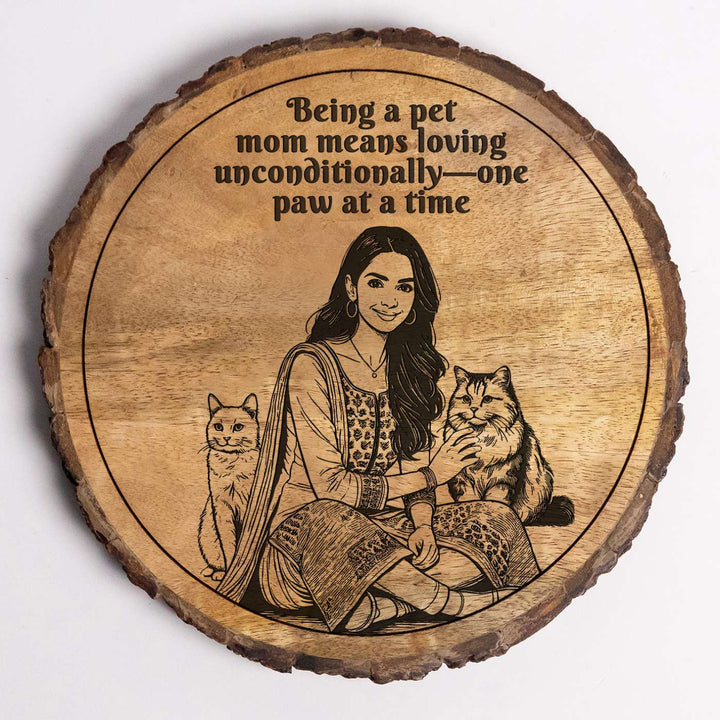 Personalized Hand Carved Engraved Pet Mom Theme Wooden Decorative Plaque