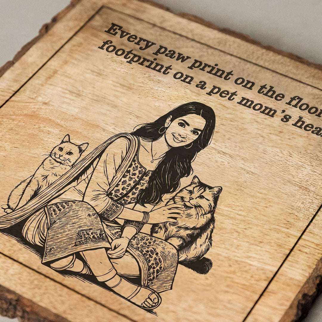 Personalized Hand Carved Engraved Pet Mom Theme Wooden Decorative Plaque