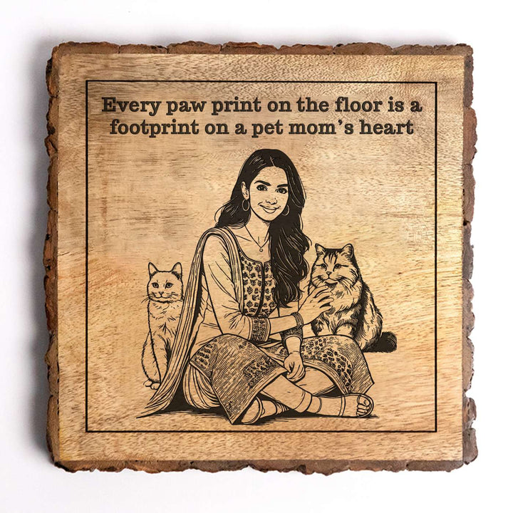 Personalized Hand Carved Engraved Pet Mom Theme Wooden Decorative Plaque