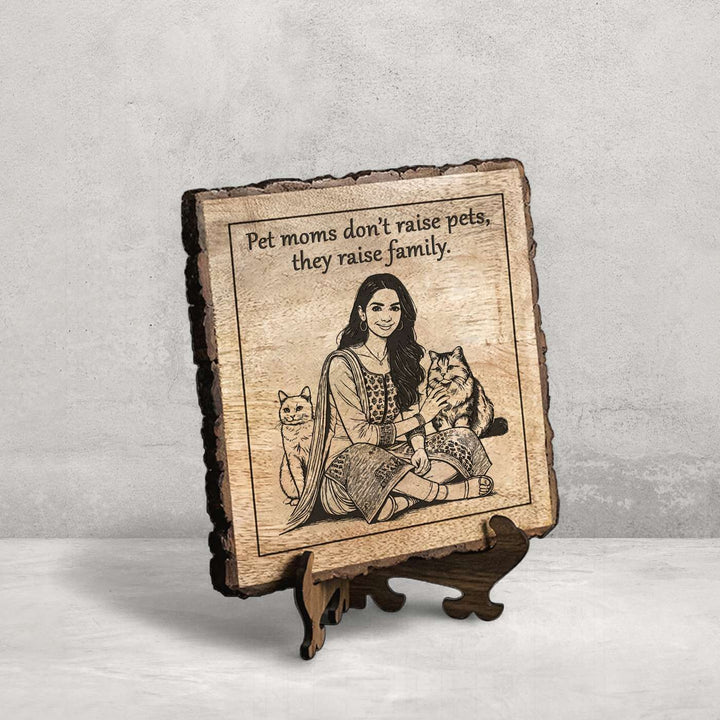 Personalized Hand Carved Engraved Pet Mom Theme Wooden Decorative Plaque