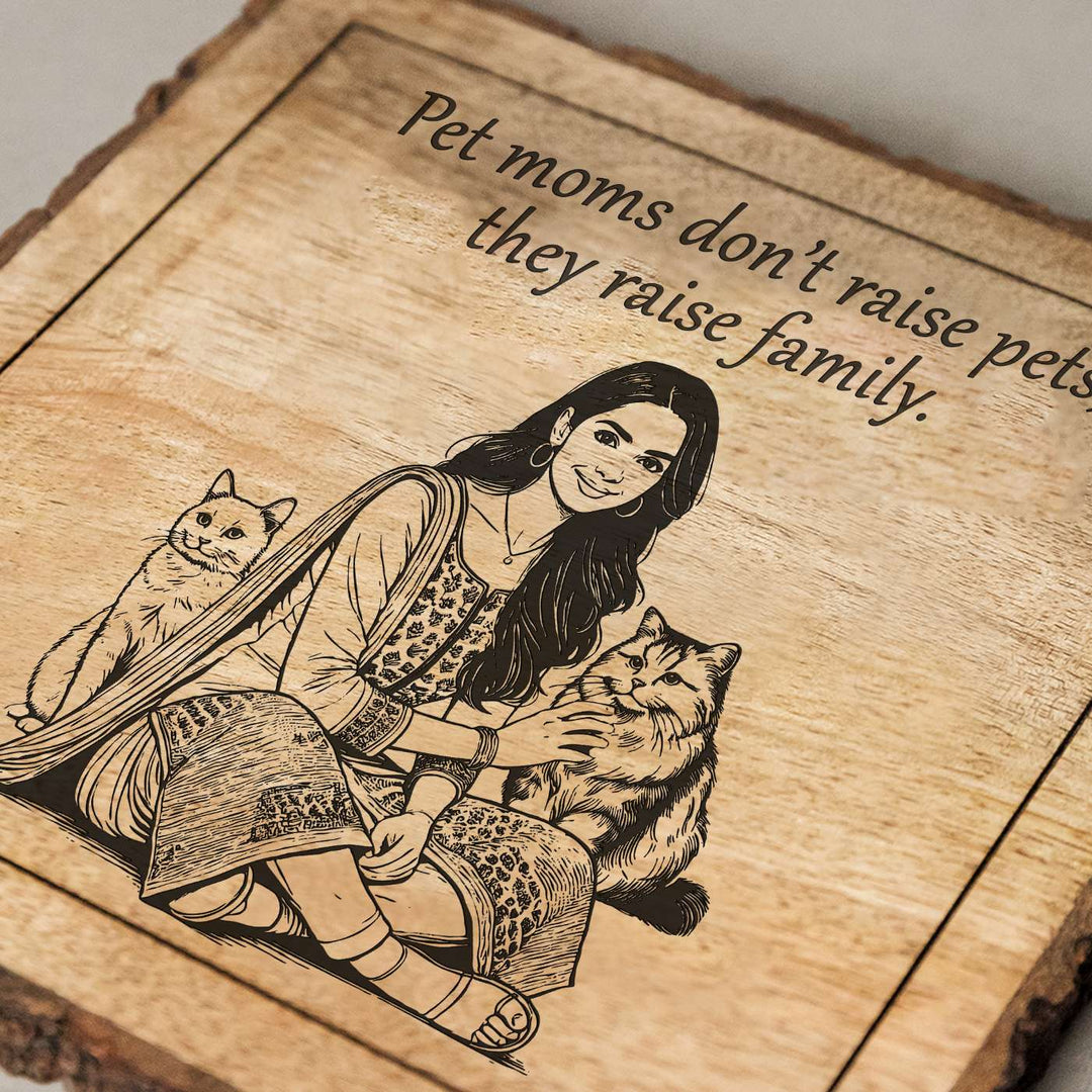 Personalized Hand Carved Engraved Pet Mom Theme Wooden Decorative Plaque
