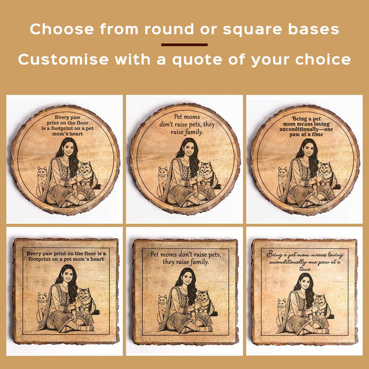 Personalized Hand Carved Engraved Pet Mom Theme Wooden Decorative Plaque