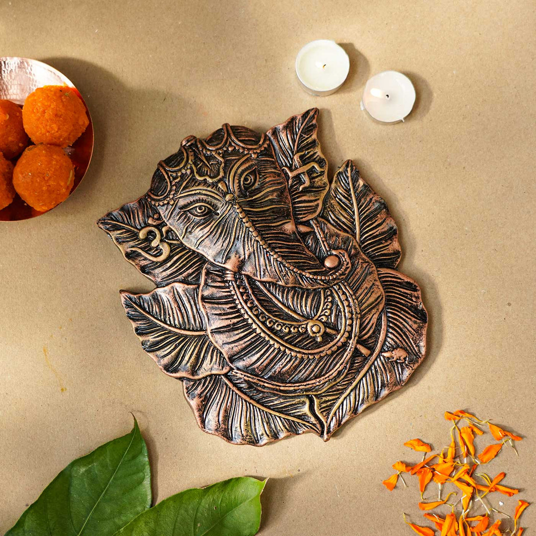2 Pc | Handmade Ganesh Leaf Terracotta Hangings