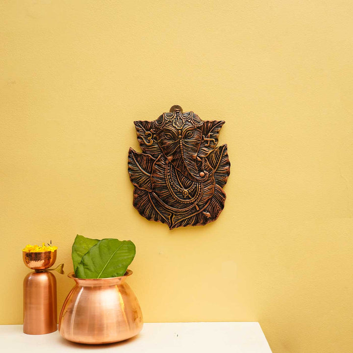 2 Pc | Handmade Ganesh Leaf Terracotta Hangings