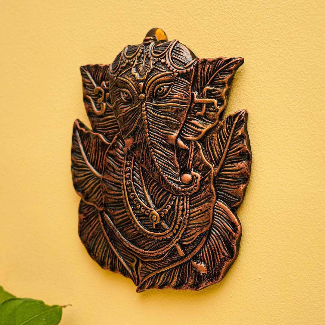 2 Pc | Handmade Ganesh Leaf Terracotta Hangings