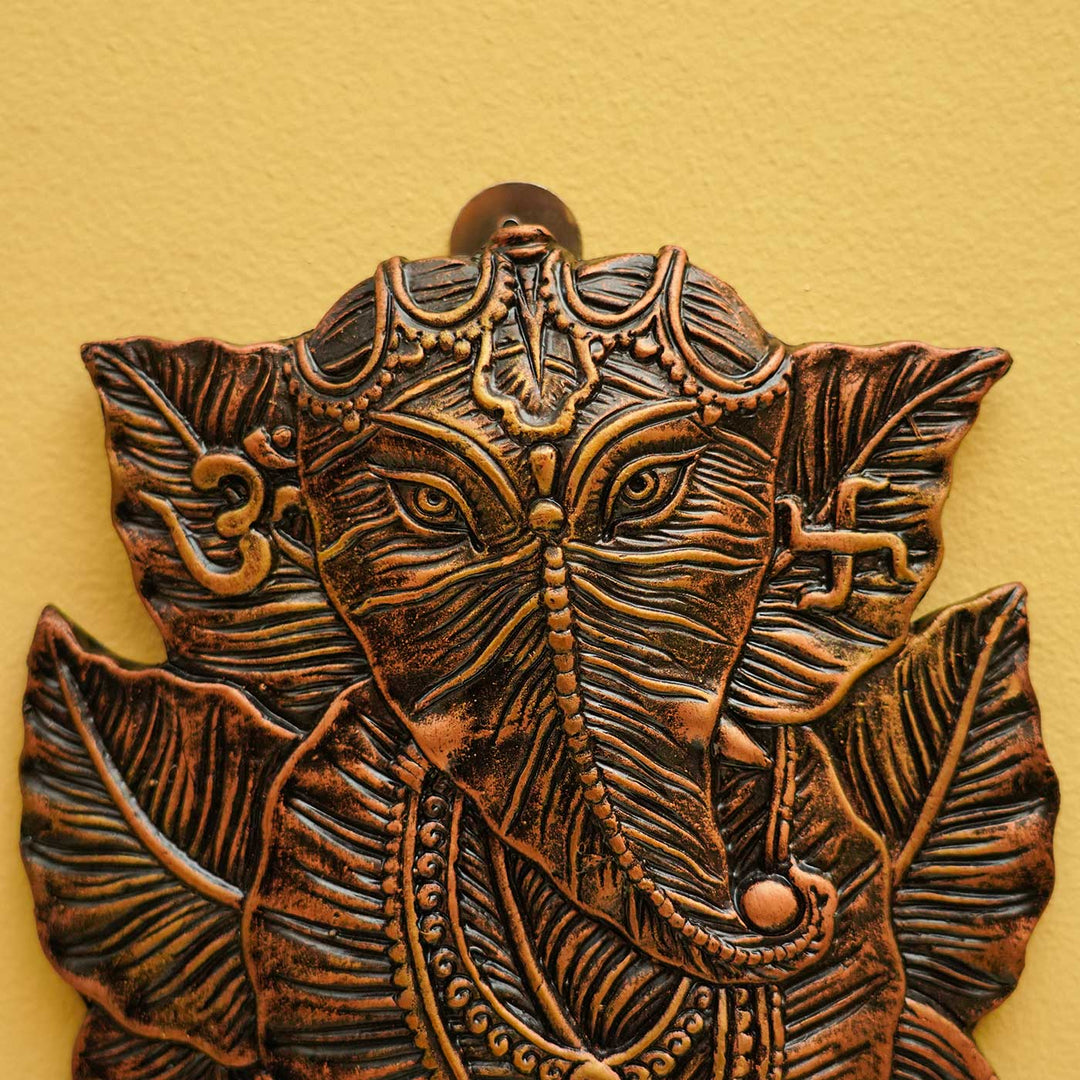 2 Pc | Handmade Ganesh Leaf Terracotta Hangings