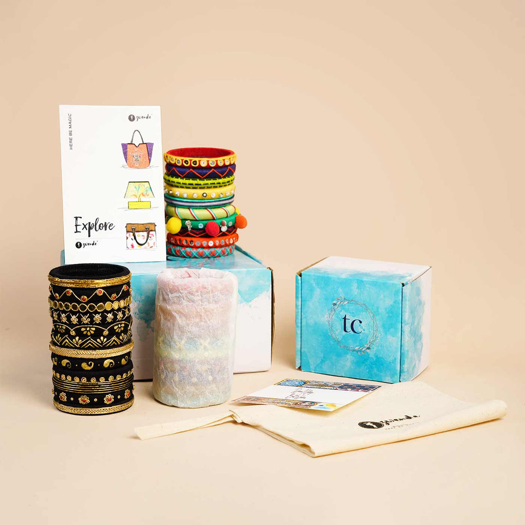 Multicolor Handcrafted Panetar Embroidered Bangles | Set of 10