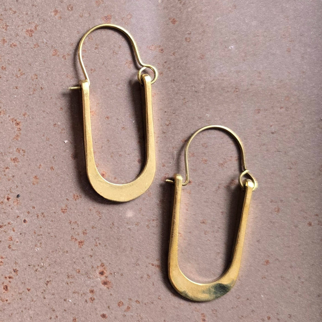 Handmade Tabitha Hoops Brass Earrings