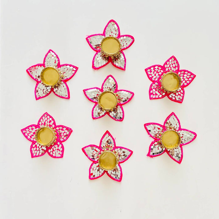 Handmade Mirror Work Star Design Tealight Holder
