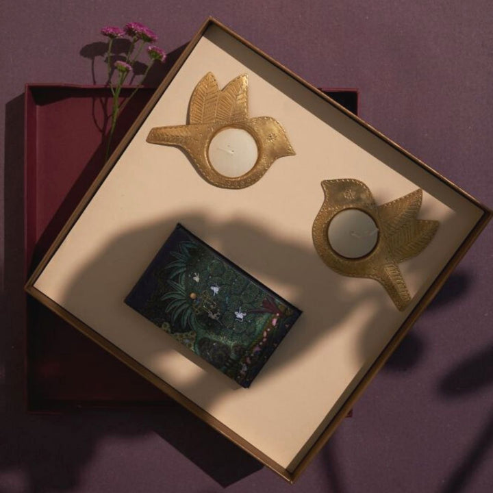 Ramya Brass Tealight holder & Playing Cards Hamper