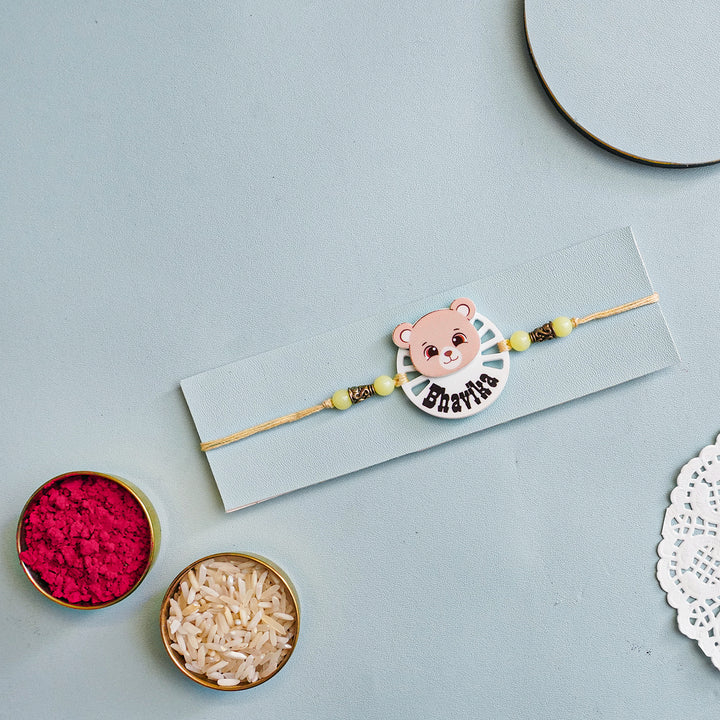 Personalized Handmade Animal Acrylic Rakhi With Roli Chawal - Packaged with Ritual Items (6)