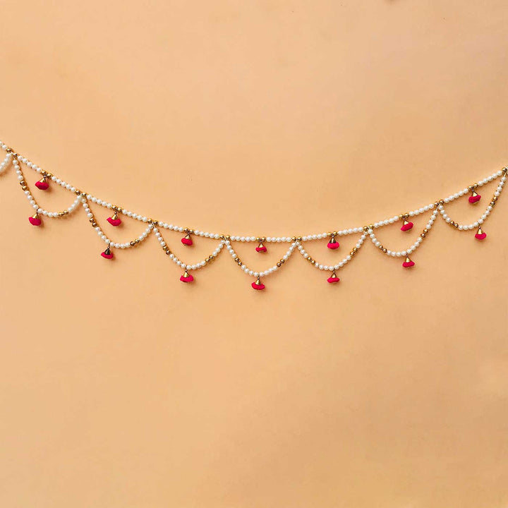 52 In | Handmade Decorative White & PinkTemple Toran