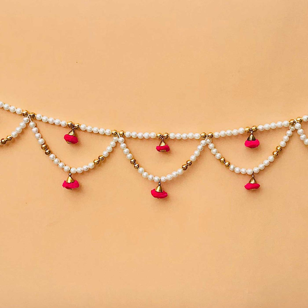 52 In | Handmade Decorative White & PinkTemple Toran