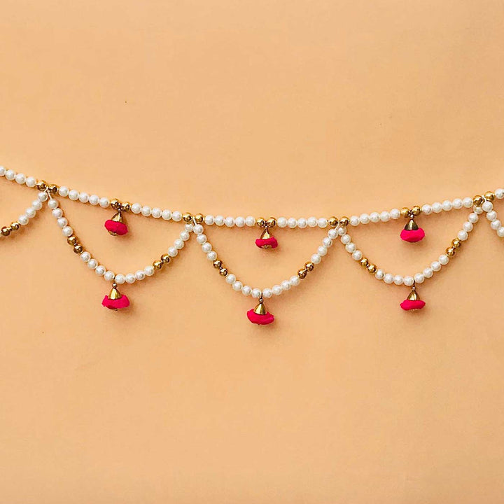 52 In | Handmade Decorative White & PinkTemple Toran