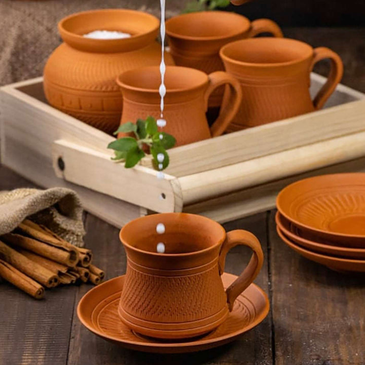 Handmade Royal Terracotta Tea Cups | Set Of 6