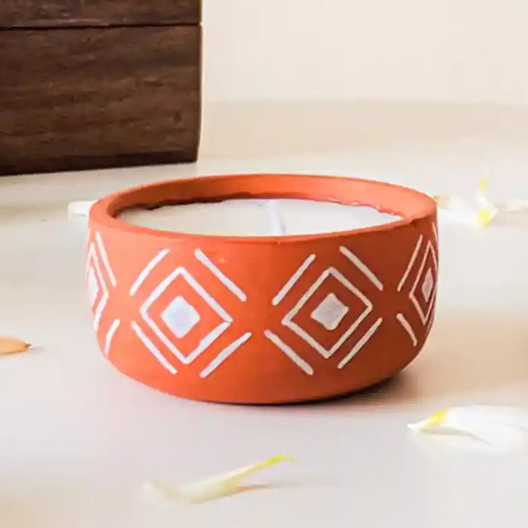 Customized Hand-Painted Diamond Terracotta Soy Wax Candle