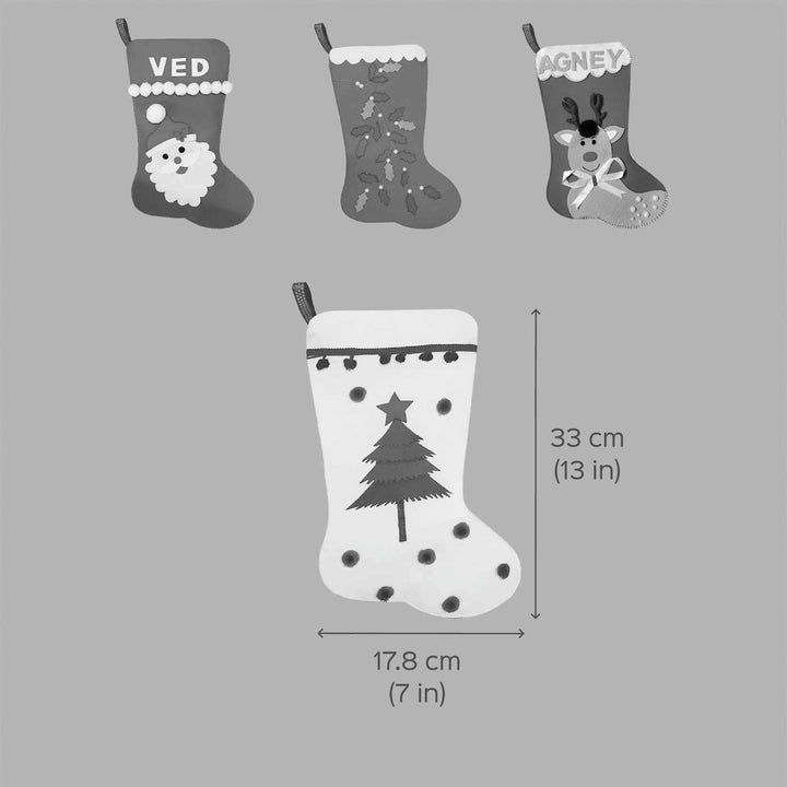 Personalized Mistle Toe Felt Stockings For Christmas Decoration