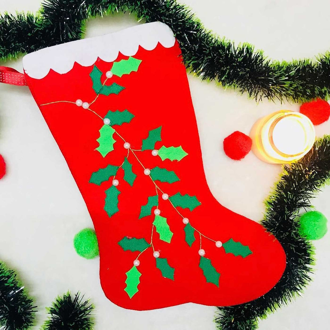 Personalized Mistle Toe Felt Stockings For Christmas Decoration