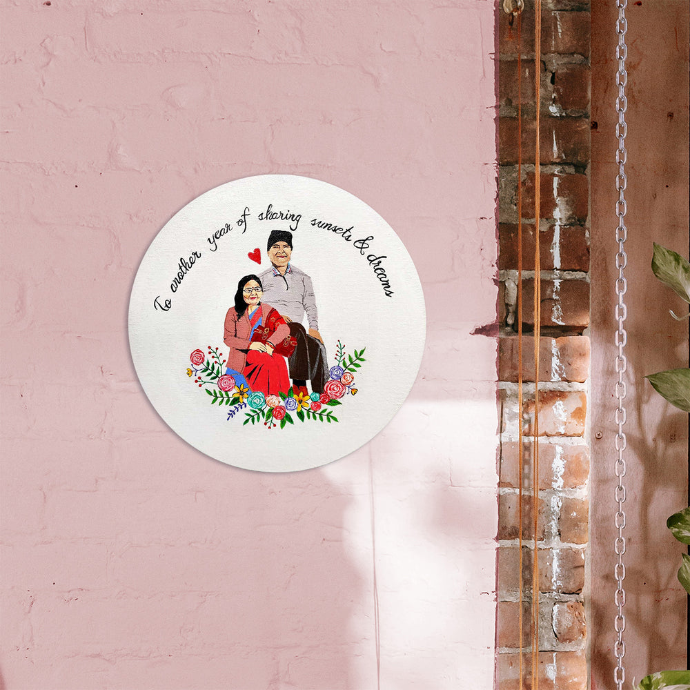 Personalized Handpainted Couple Name Plate - Mounted on Pink Brick Wall