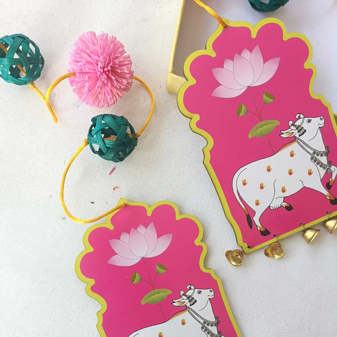 2 Pc | Festive Pichwai Bamboo Hanging with Bells