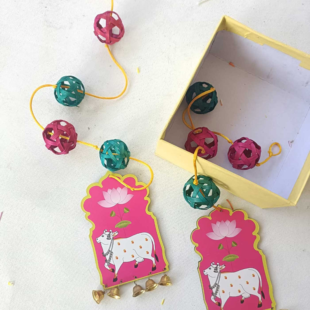 2 Pc | Festive Pichwai Bamboo Hanging with Bells