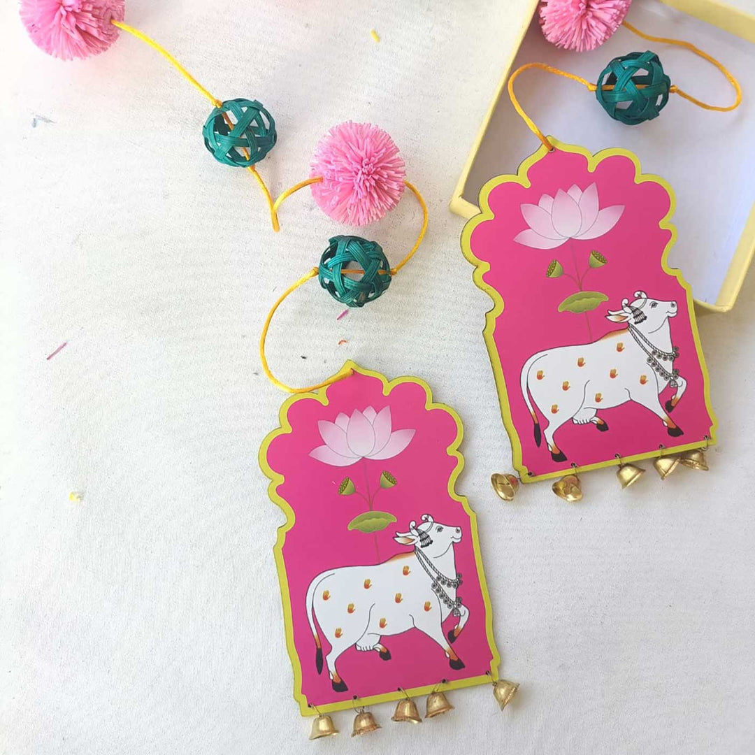 2 Pc | Festive Pichwai Bamboo Hanging with Bells