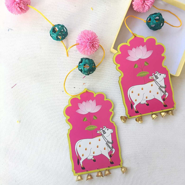 2 Pc | Festive Pichwai Bamboo Hanging with Bells