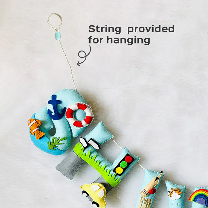 Handcrafted Personalized Mickey Themed Bunting For Kids - Hanging Display with String Attached