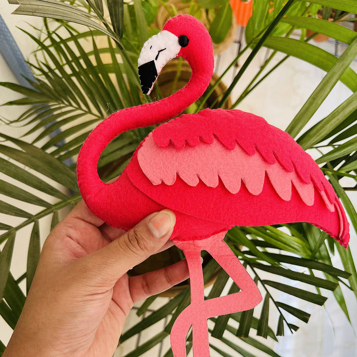 Handcrafted Personalized Flamingo Themed Bunting For Kids - Handheld Front View Showing Size