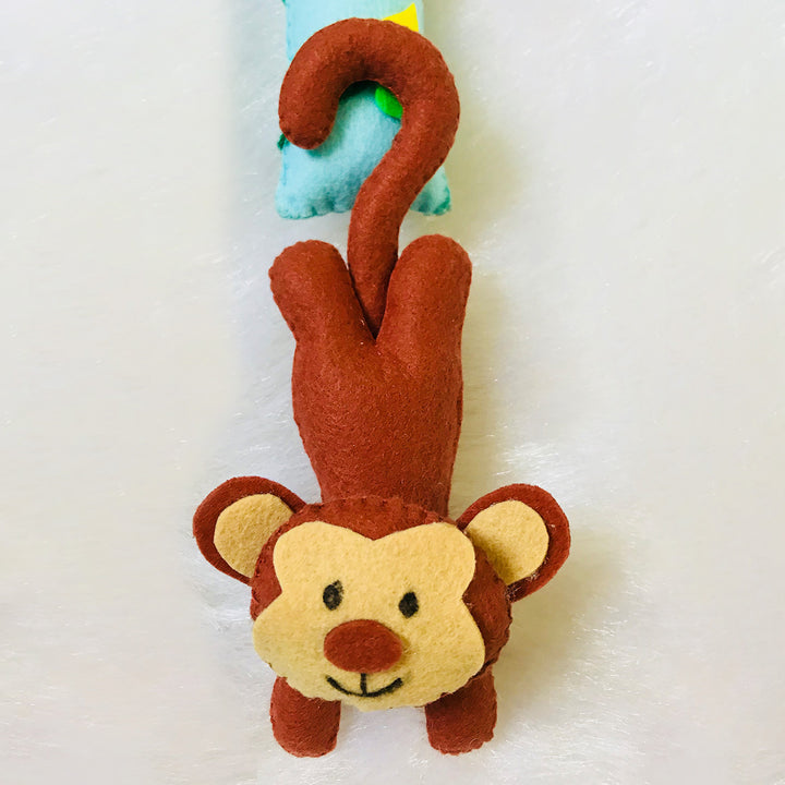 Handcrafted Personalized Jungle Themed Bunting For Kids - Front View Hanging on Strap
