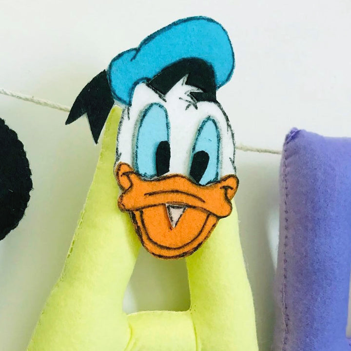 Handcrafted Personalized Mickey Themed Bunting For Kids - Front View Hanging Garland Letter