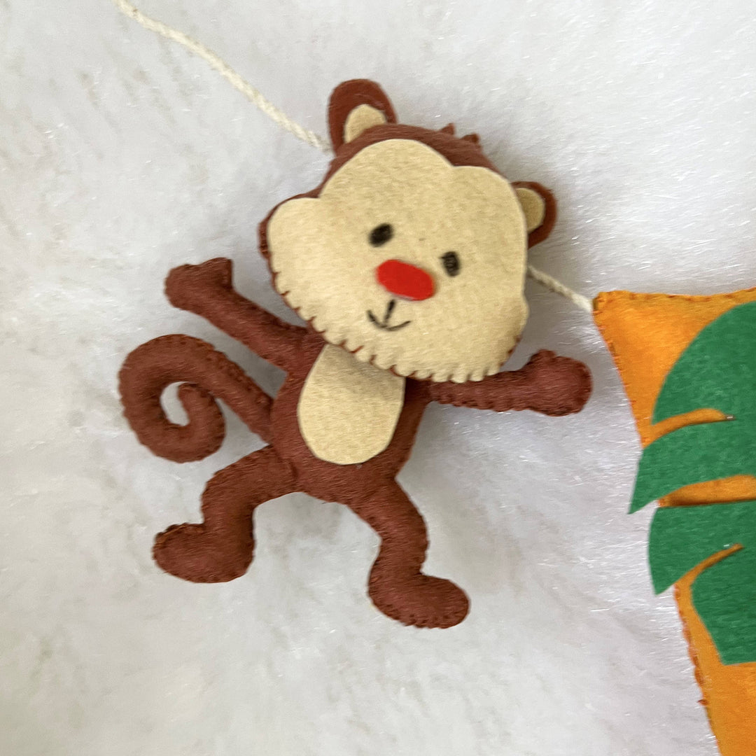 Handcrafted Personalized Monkey Bee Themed Bunting For Kids - Close-up Hanging Toy Figure