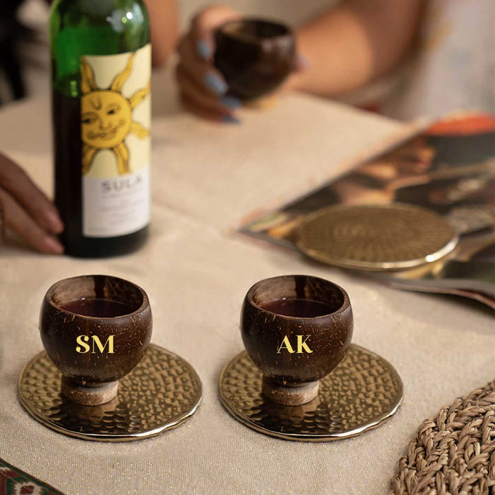 Personalized Coconut Shell Shot Glasses - Set of 4