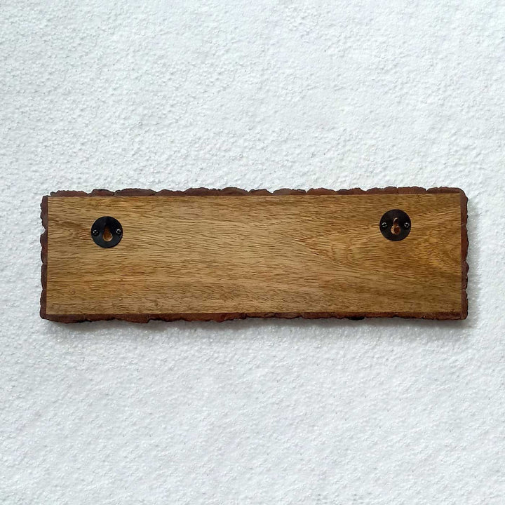 Handcrafted Mango Wood Personalized Name Plate For Advocate - Back View with Hanging Hooks