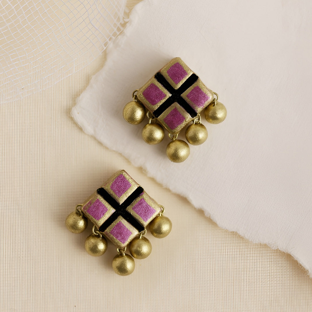 Handmade Mosaic Charm Terracotta Earrings