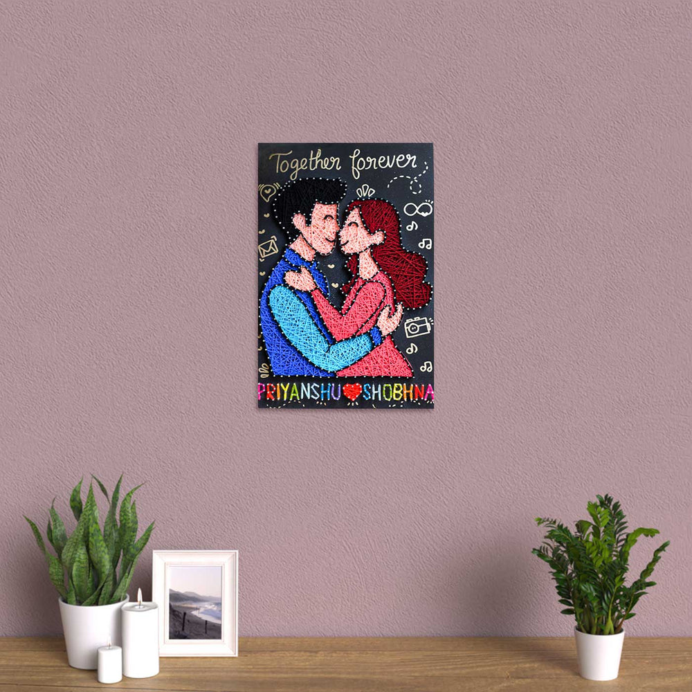 Photo Personalized String Art Together Forever Mdf Wood Name Plate - Mounted on Wall Above Tabletop Decor