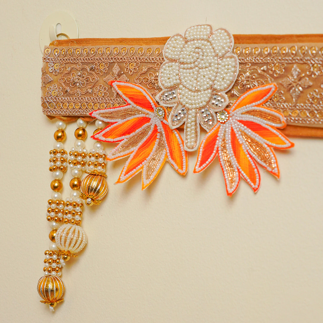 38 In | Handmade Decorative White Rose & Orange Flower Toran
