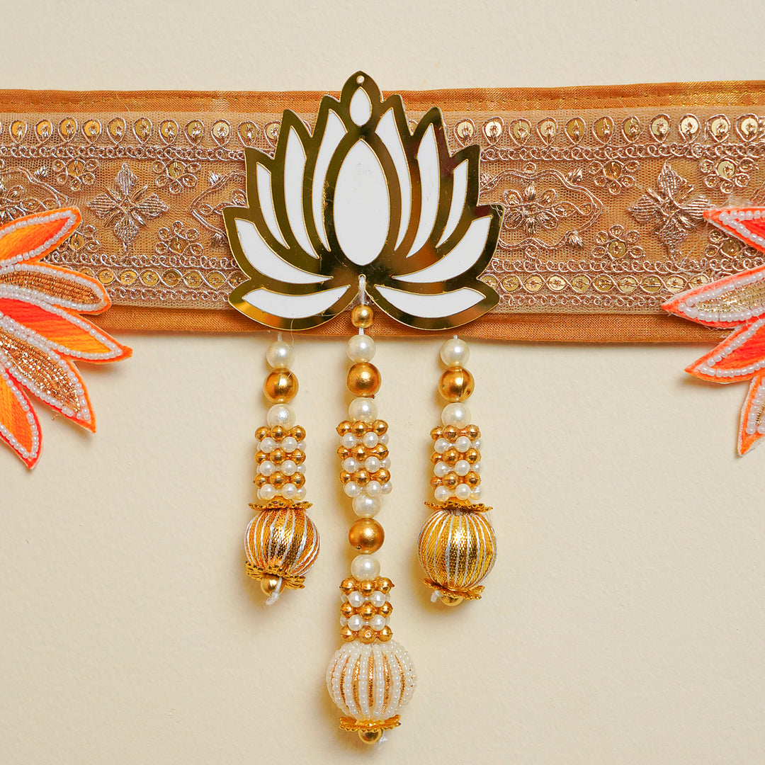 38 In | Handmade Decorative White Rose & Orange Flower Toran