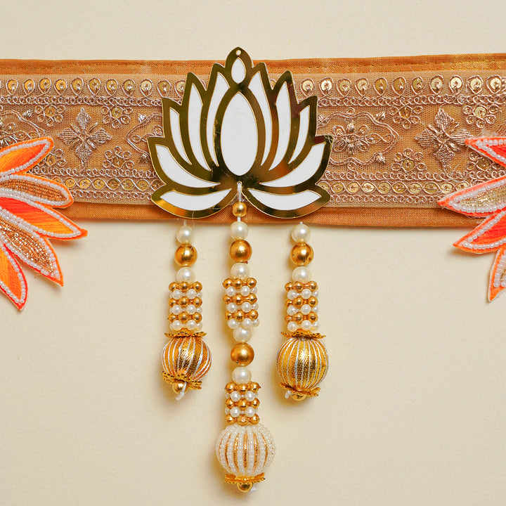 38 In | Handmade Decorative White Rose & Orange Flower Toran