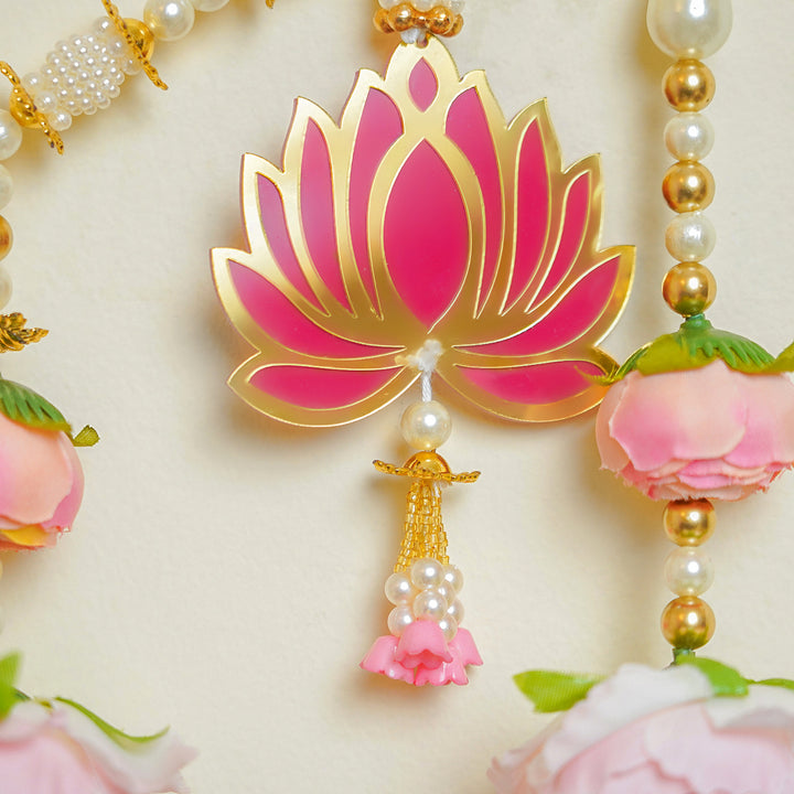 40 / 44 In | Handmade Pink Floral Pichwai Cow Toran
