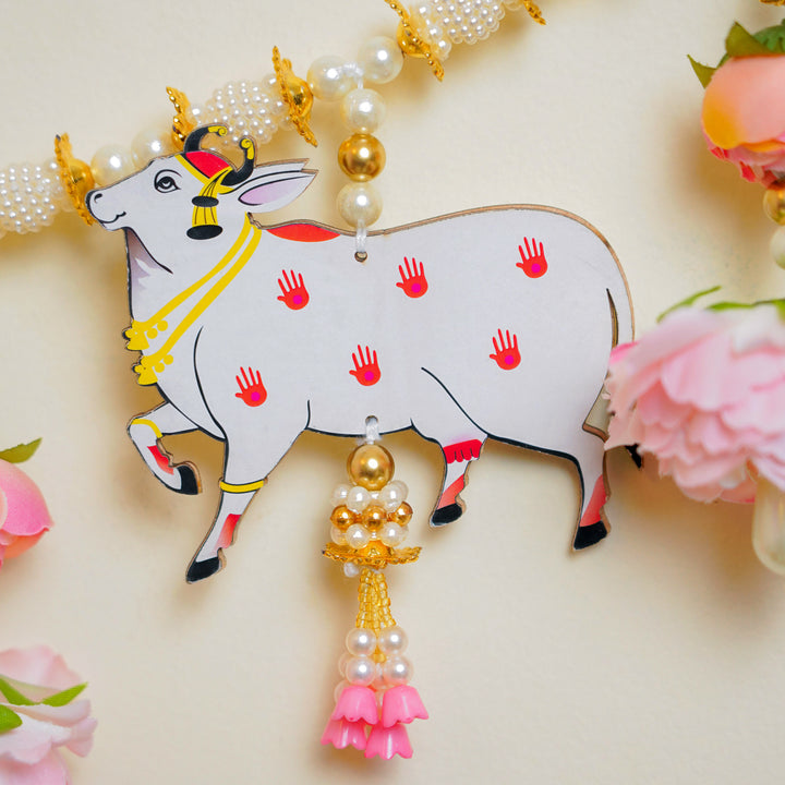 40 / 44 In | Handmade Pink Floral Pichwai Cow Toran