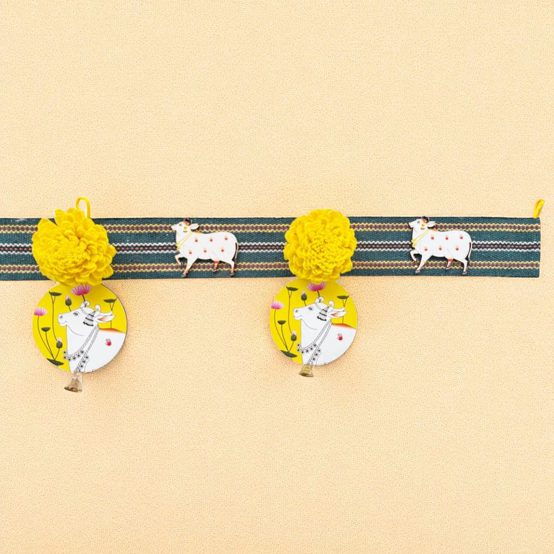 48 In | Handmade Yellow Cow Motif Shola Flower Toran