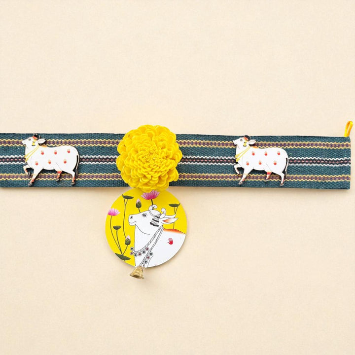 48 In | Handmade Yellow Cow Motif Shola Flower Toran