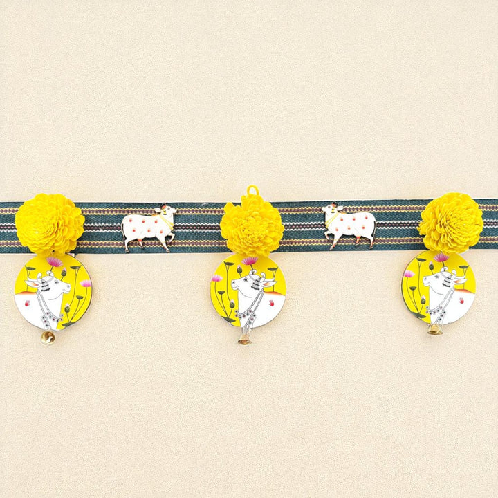 48 In | Handmade Yellow Cow Motif Shola Flower Toran
