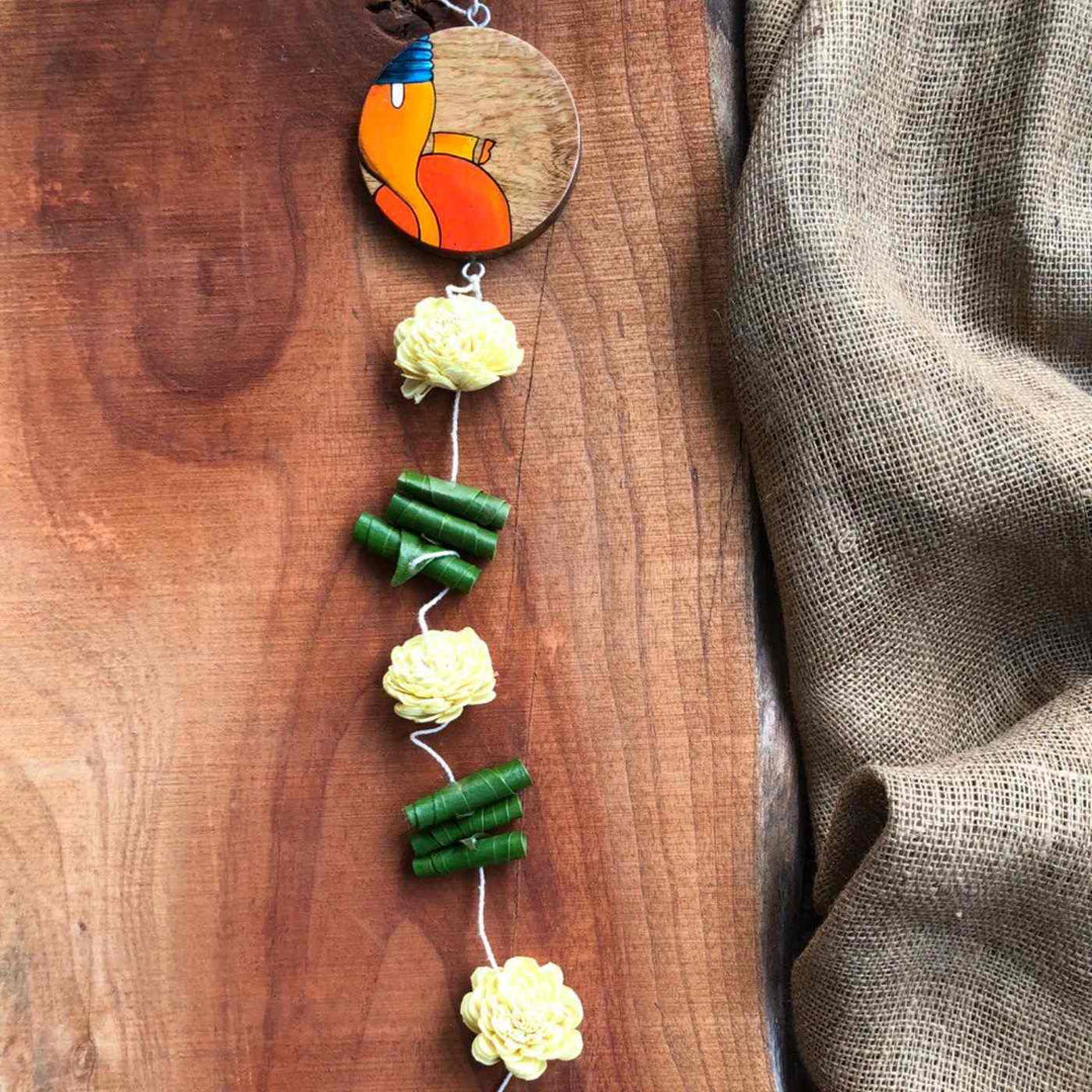 2 Pc | Eco-friendly Festive Ganesha Hanging with Shola Wood